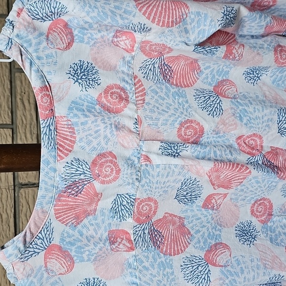 Emily Daniels Linen Blend Top Seashells Sz Large - Picture 5 of 11